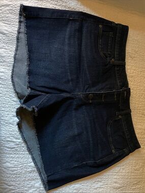 Sonoma Dark Blue Raw Hem Button-Front Denim Shorts
